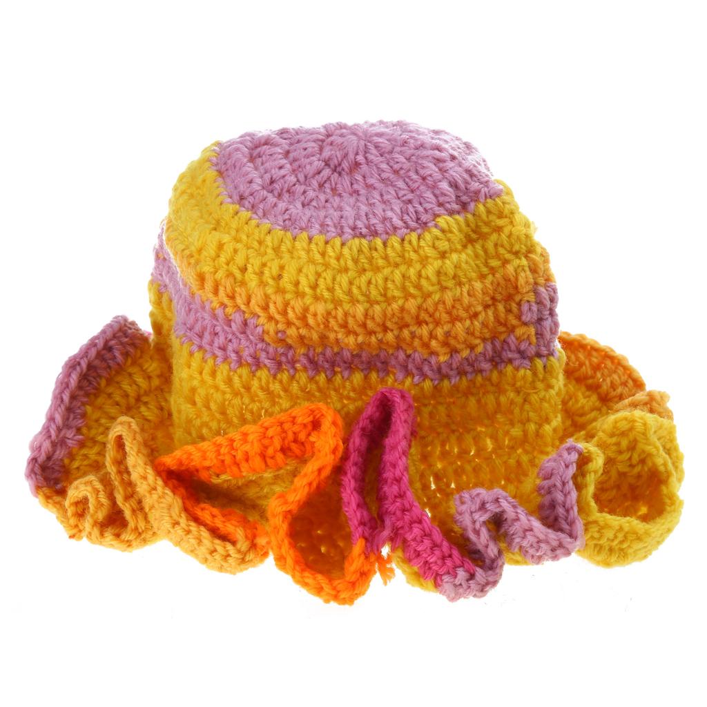 Handmade Crochet Bucket Hat for Woman Teen Outdoor Commute Fisherman Hat Ruffled Brim Winter Windproof Carnival Hat