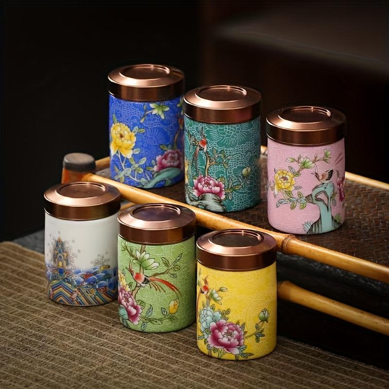 6 Pcs Tea Jars with Gift Box Household Storage Containers, Sealed Jars Decorative Jugs Kitchen Organizer Vessels Holiday Gifts