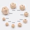 10pcs/20pcs Polygon Shape Natural Wood 10mm 12mm 14mm 16mm 20mm 25mm 30mm Loose Beads for DIY Crafts Woodcraft Jewelry Bracelet Making Accessories