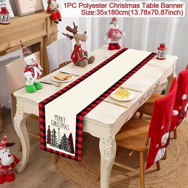 Christmas Table Runner Merry Christmas Decoration for Home Table 2026 Xmas Ornament Navidad Notal Noel Happy New Year Gifts 2026