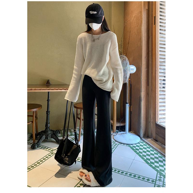 Maternity High Waist Flare Pants - 2026 Korean Style Casual Straight-Leg Bell Bottoms M