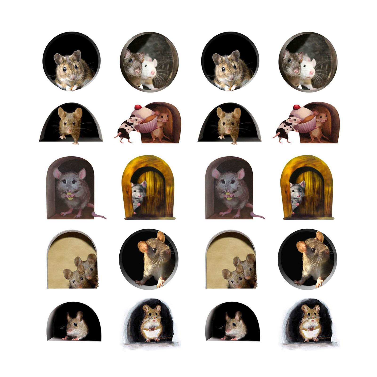 

5 шт., реалистичные наклейки на стену с отверстием для мыши для угловой лестницы, забавный домашний декор, непрозрачные обои из ПВХ для