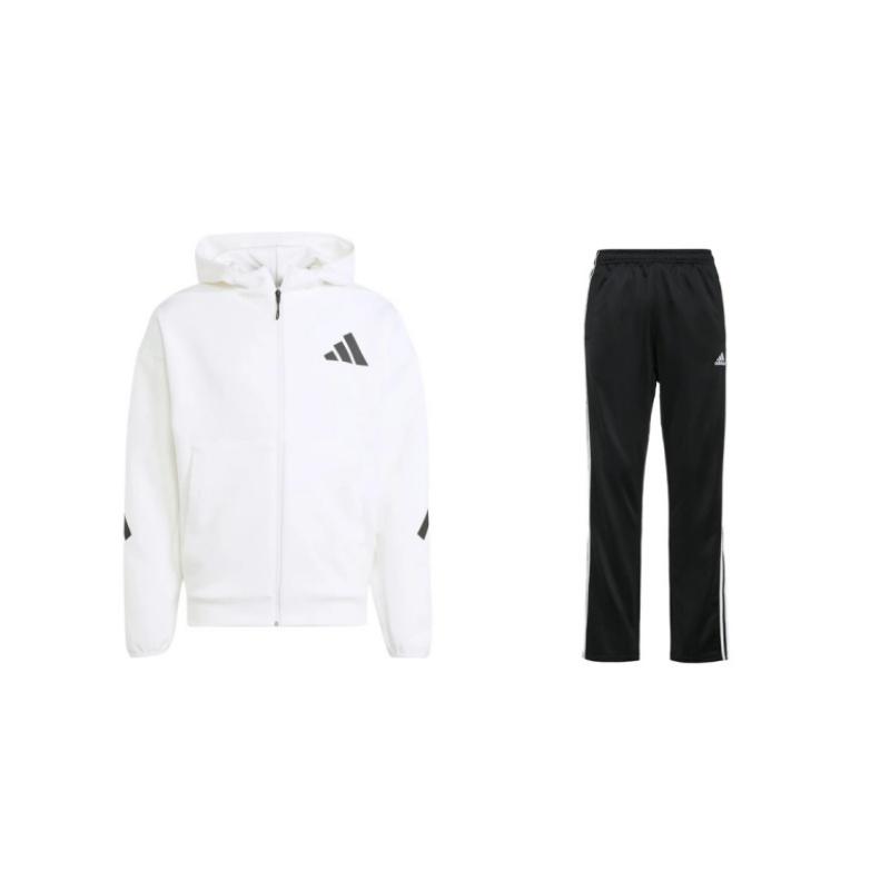 

Адидас ЗНЕ. Спортивная одежда с капюшоном, застежкой-молнией, длинным рукавом, средней талией, эластичные брюки, повседневный спортивный комплект, унисекс, комплекты JF2443+TR30PR-BW S