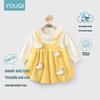 Youqi Red Baby Girl Autumn Princess Dress – Stylish 100-Day First Birthday Gown