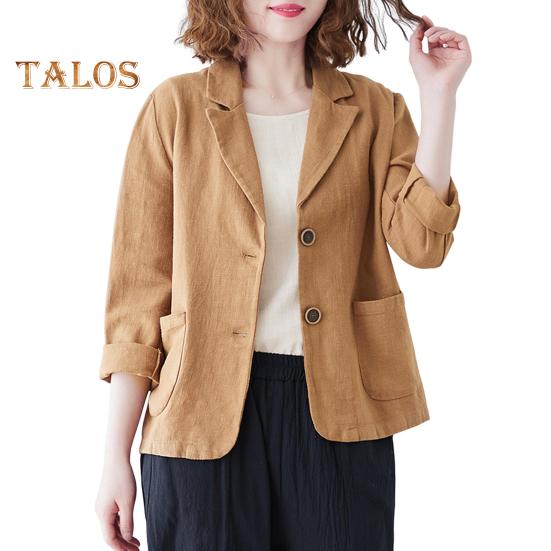 

Костюм осень-весна, пальто с отложным воротником, свободный, с длинными рукавами, однотонный, с двумя пуговицами, кардиган, повседневная одежда, куртка XL кофейный