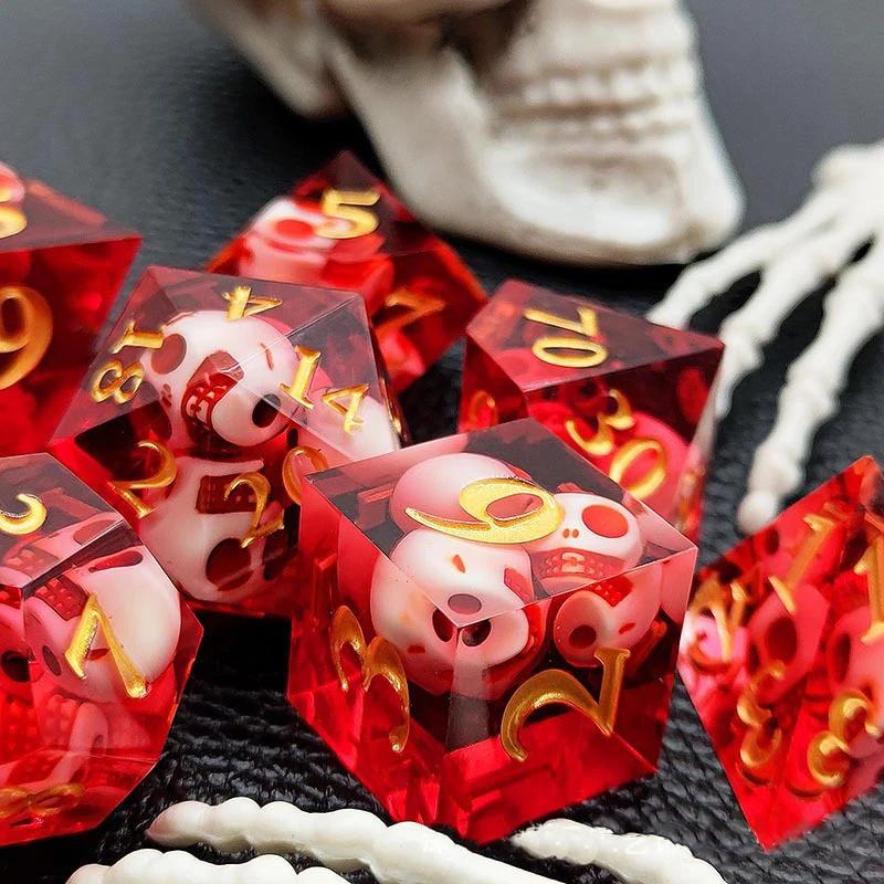 7Pcs/set Skull Dice Red Black D4 D6 D8 D10 D% D12 D20 Polyhedral Games Dice Set for Role Playing Board Table Games
