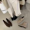 2025 Autumn and Winter Simple New Retro Suede Square Head Autumn and Winter New Square Head Thin Short Boots