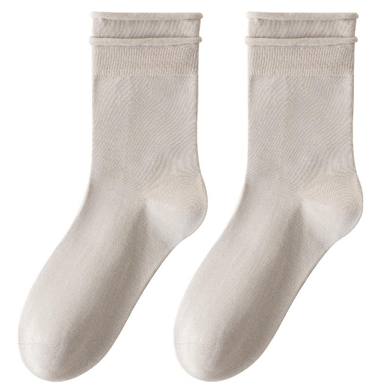 Women's Autumn/Winter Over-the-Knee Ruffle Socks - Boneless, Solid Color, Anti-Pilling, Postpartum-Friendly, Versatile Student Socks.