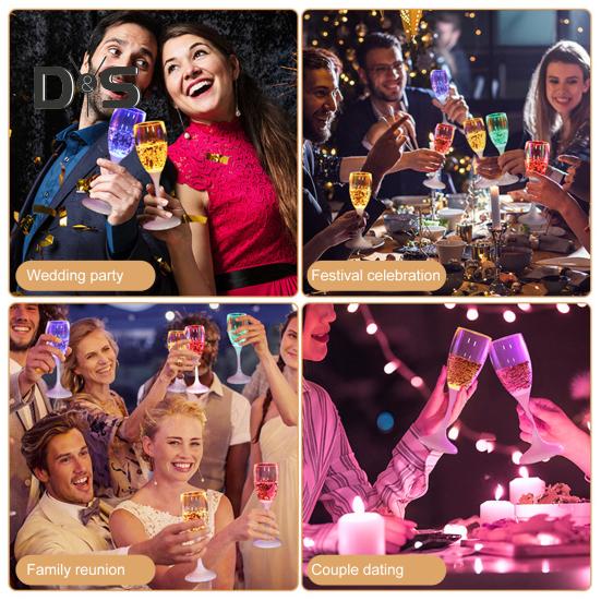 1/6 buc. LED-uri iluminate pentru vin, şampanie, sticlă, favoruri de petrecere, ceşti de shot, cafea, lapte, pahare de whisky, pentru festivaluri de grătar, petrecere multifuncţională