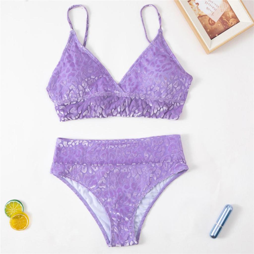 Leopard Gepolsterter Weiblicher Badeanzug Hohe Taille Bikini Frauen Bademode Zwei-stück Bikini set Badende Badeanzug Schwimmen Dame