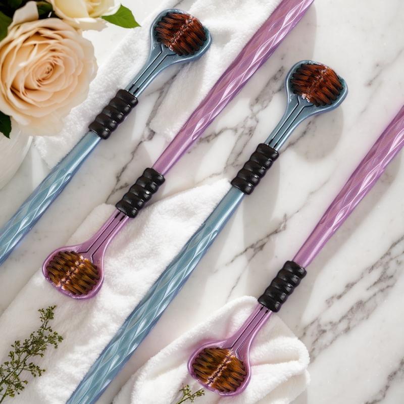 2pcs 3D Stereo Three-Sided Toothbrush Ultra Fine Soft Hair Adult Toothbrushes Tongue Scraper Oral Care 360° Cleaning Teeth Brush