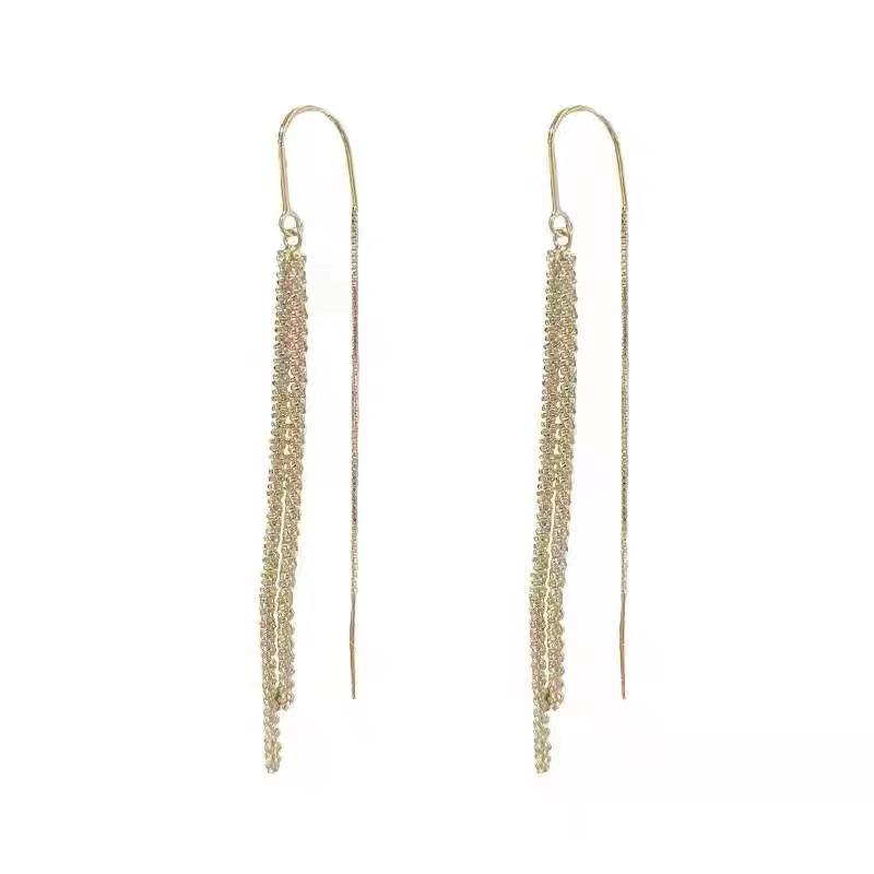 "Korean Long Tassel Earrings: 2022 Trendy, Versatile, Fashionable, Internet-Inspired, Elegant and Slim Design."