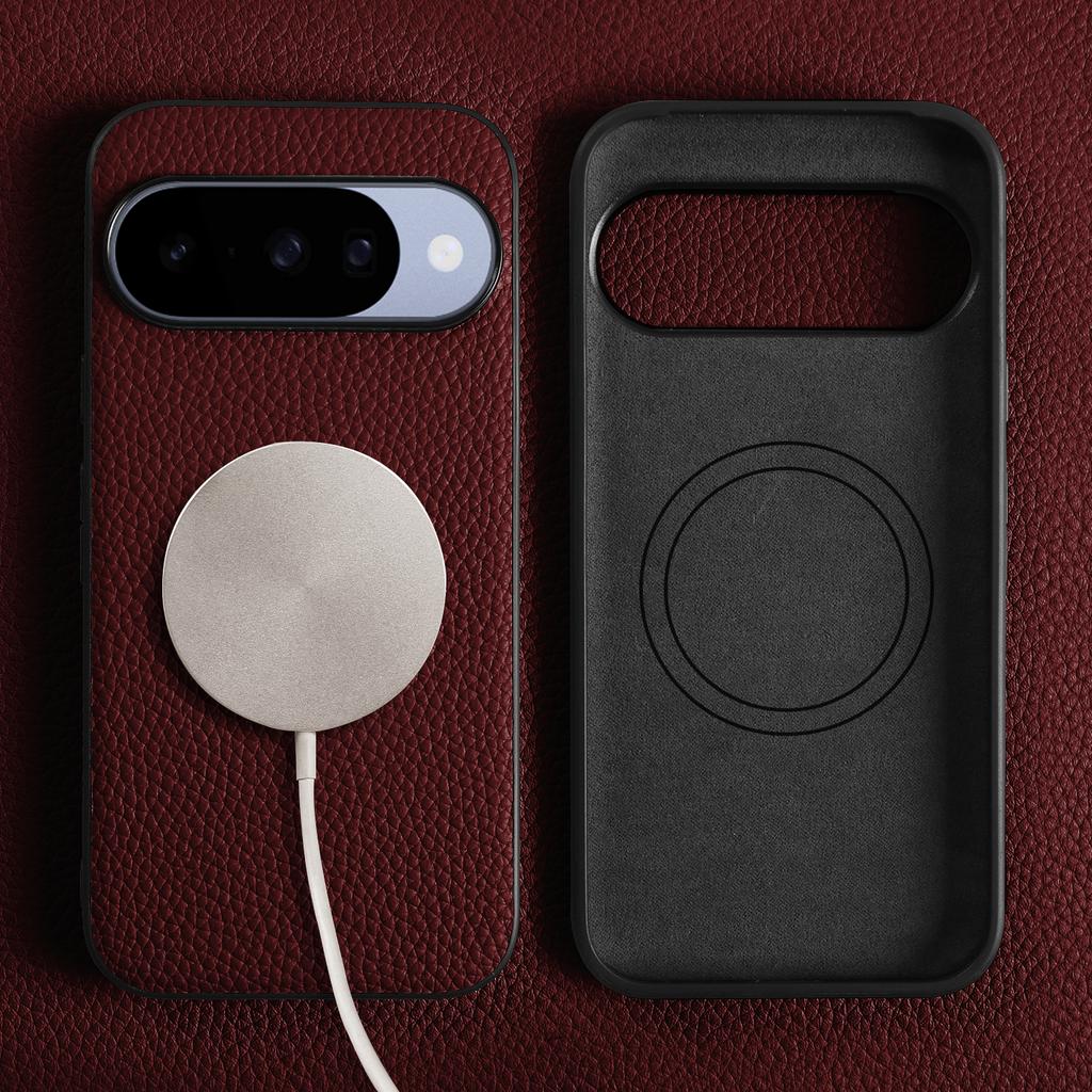 For Magsafe Lychee Genuine Leather Case For Google Pixel 10 Pro XL 10A 9 8 7 6 9A 8A 7A 6A Phone Back Cover Cases Magnetic Coque
