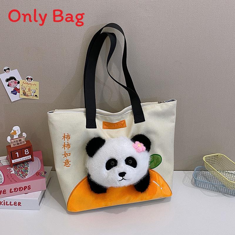 Panda Canvas Tote Bag Large Capacity Street Style For Daily Commute