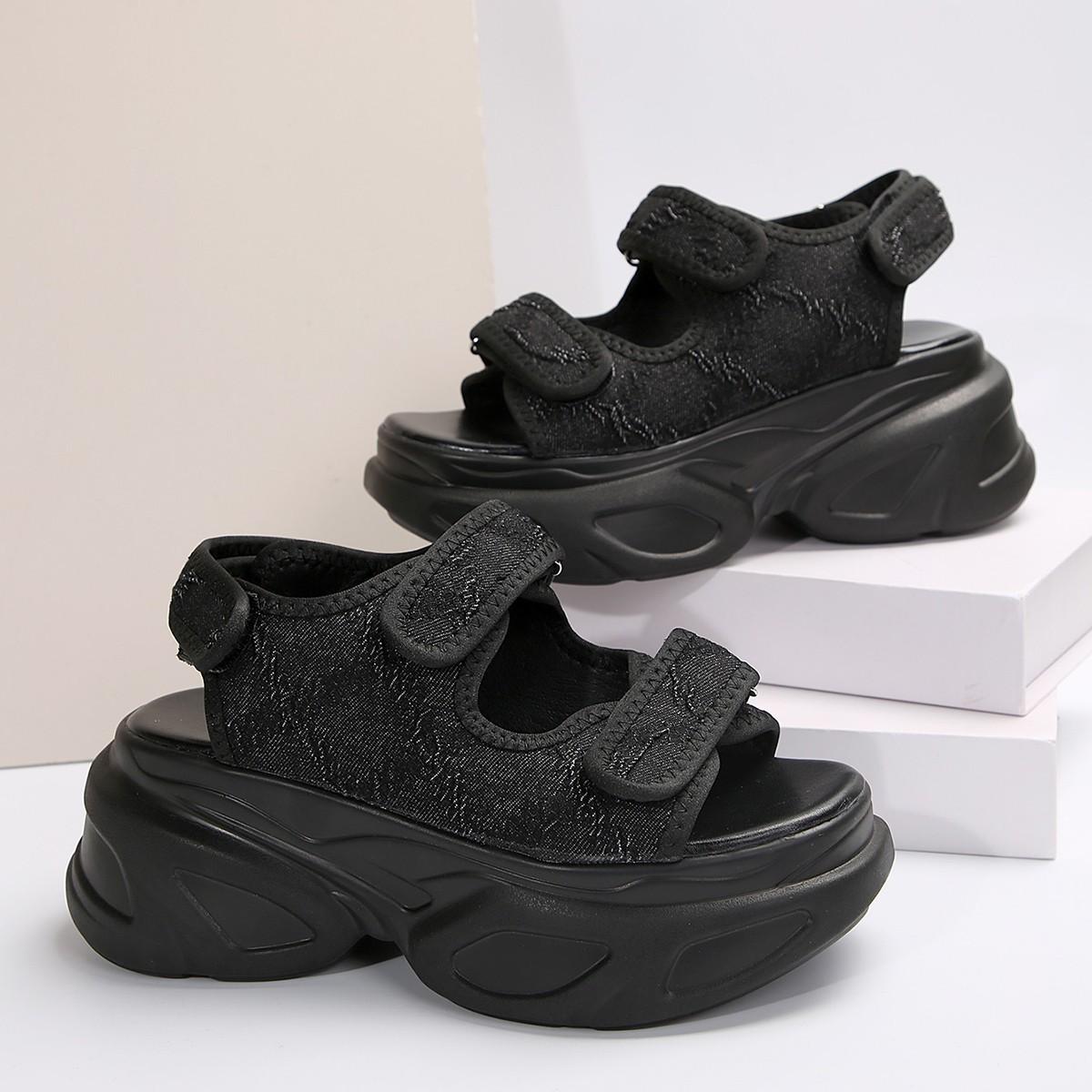 

Fashion muffin platform sandals 2025 new large size sandals versatile casual sandals 42 чёрный