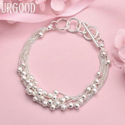 Bracciale Uva con Catena a Palline in Argento Sterling 925 Opaco Gioielli di Moda per Matrimonio
