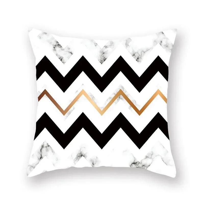 Marble Sofa Decoration Gold Black Geometric Cushion Cover Sofa Stripe Bedroom Living Room Throw Pillow Cover