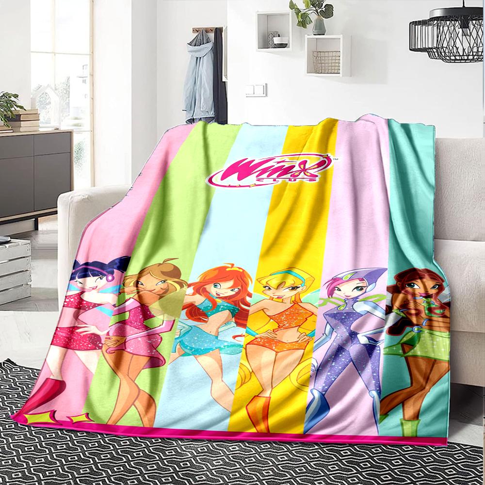 Winx Club Theme Printed Blanket - Perfect for Couch, Bed, Travel & Outdoor Use | Machine Washable, Cozy & Durable.