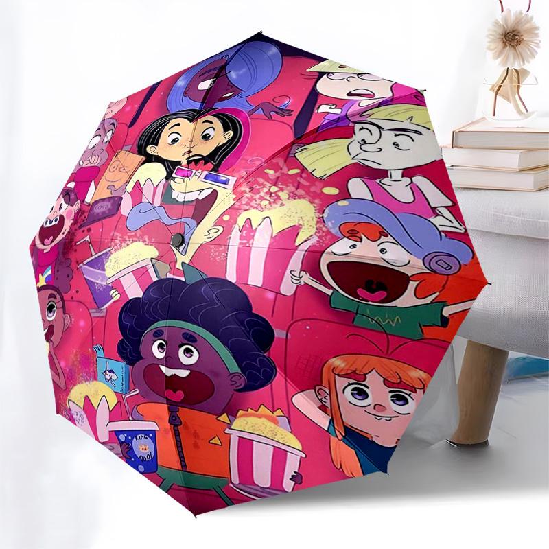 1pc Adventure Time Outdoor Umbrella - Automatic Opening/Closing, Portable Tri-Fold Design with 8-Rib Iron Frame - Perfect Gift for Fans, Travelers, Da
