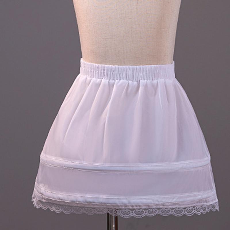 Girls' 2 Hoops Petticoat Half Slips Flower Girls Crinoline 11.8 Inch Short Skirts Lace Hem for Ball Gowns 1-9 Year Old