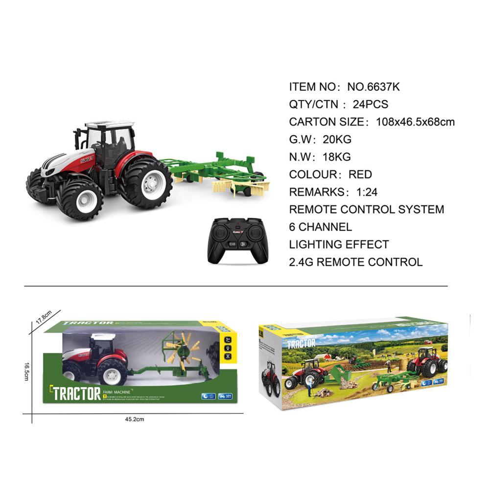 1:24 Remote Control Car For Kids Simulation Electric Farmer Harvester Tractor Model With Lights Christmas Gifts For Boys Girls