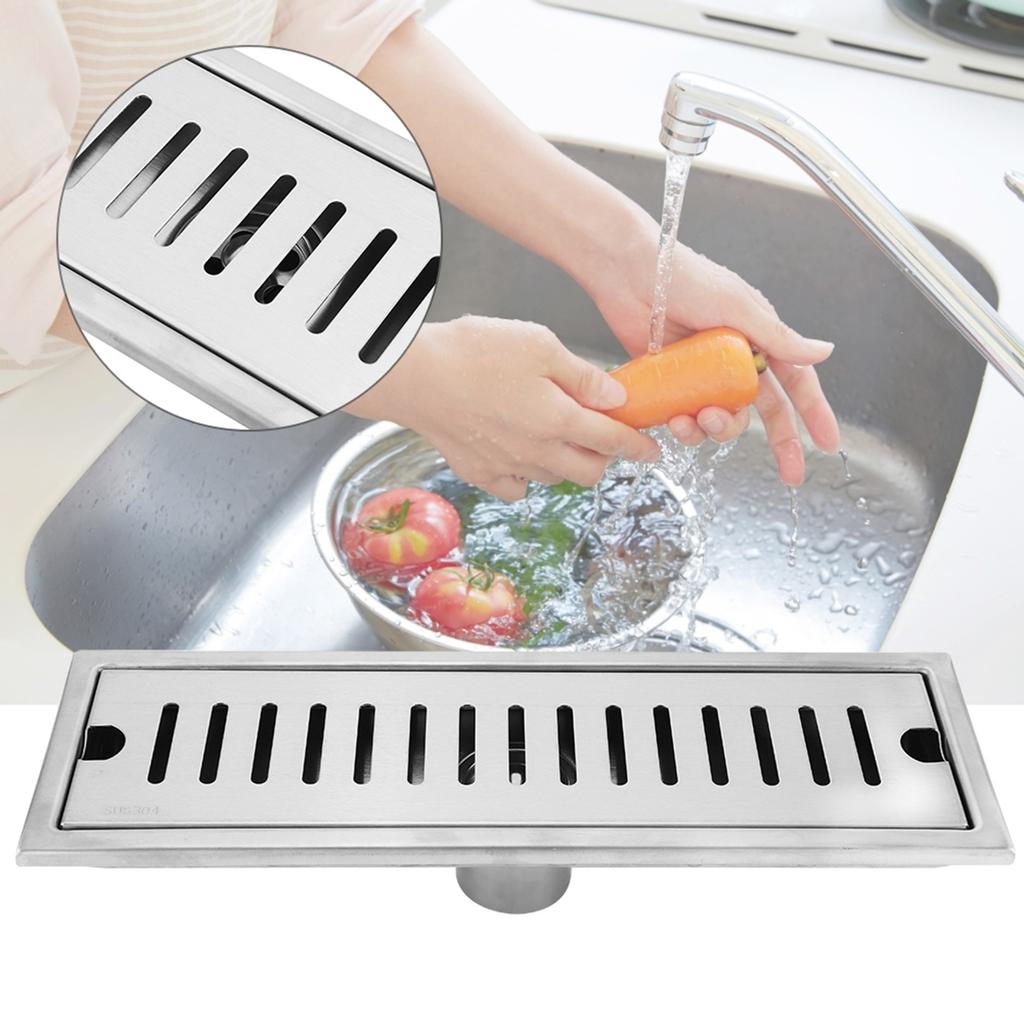 Large Flow Stainless Steel Rectangle Shower Floor Drain Bathroom Drainage Gully