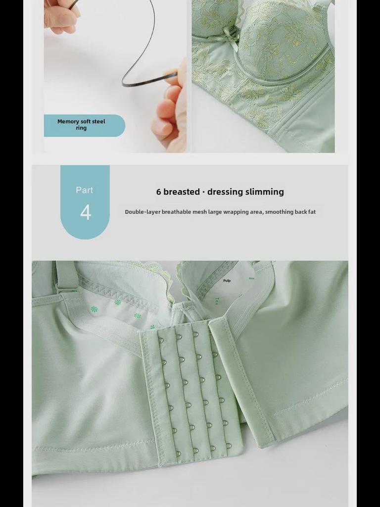 Mjuk spets Tunn kupa Dam-bygel-bh med Sidostöd & 6-Knappsjustering