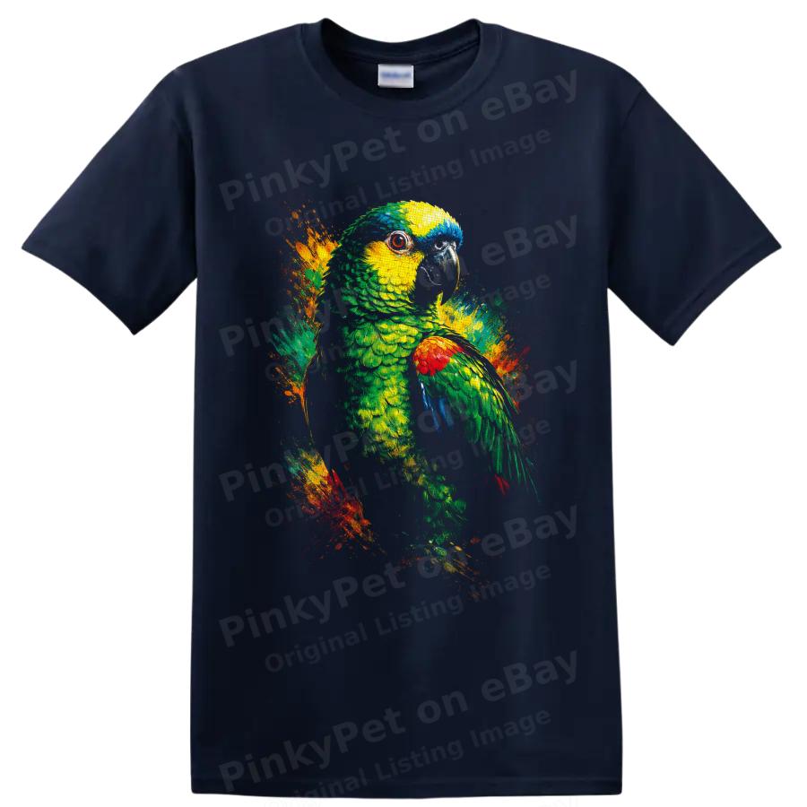 Parrot T Shirt Colorful Tropical Bird Paint Splash Art Graphic Tee Gift Nature