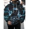 Fashion Hooded Sweatshirt, Casual Athletic Hoodie with Dark Knight Helmet Lightning Motorcycle Design