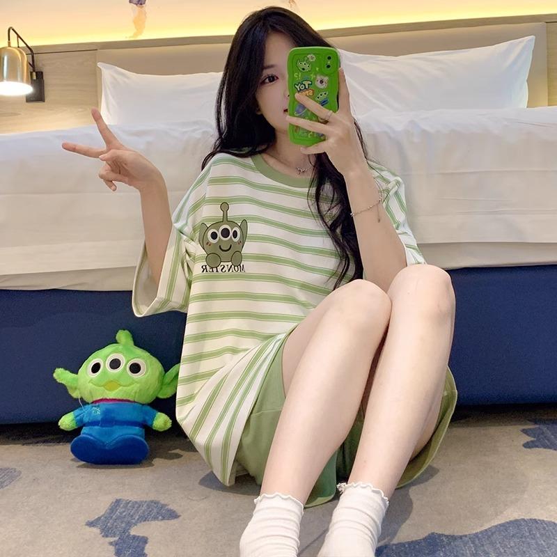 Factory Women's Pajamas Summer Cotton Short-sleeved Shorts Set New Year's Simple Casual Thin Loungewear