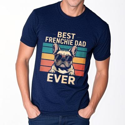 Breathable Tee Solid Color Teenagers O Neck Tshirt Black Best Frenchie Dad Ever Vintage Dog Design Fashionable Men Top Tees