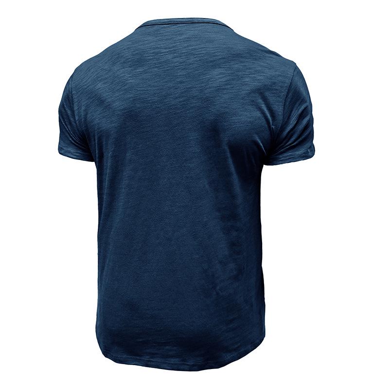 Men's Bamboo Cotton Henley T-Shirt - Short-Sleeve Outdoor European and American Style