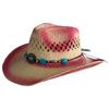 Summer Bohemia Vintage Western Cowboy Hat For Women Men Pink Gradual Change Beach Straw Hat Outdoor Wide Brim Hollow Out Sun Cap