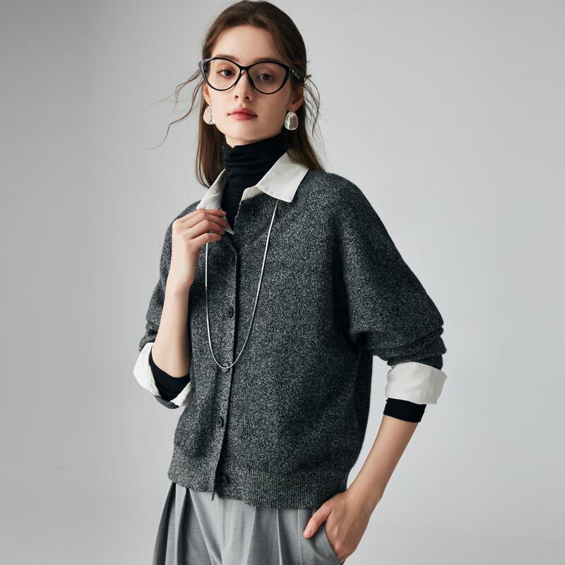 PALUOPO Women's 100% Cashmere Round Neck Cardigan