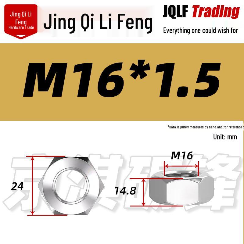 201 Stainless Steel Hex Nut: M3–M56 Fine Thread Thickened Nut