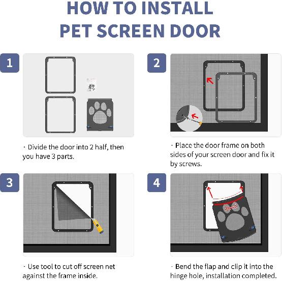 Petleso Dog Screen Door, Pet Screen Door Lockable Doggie Door for Screen Easy tall Pet Door for Doggy and Cat, Inner Size 8.25"×10.5" etleso