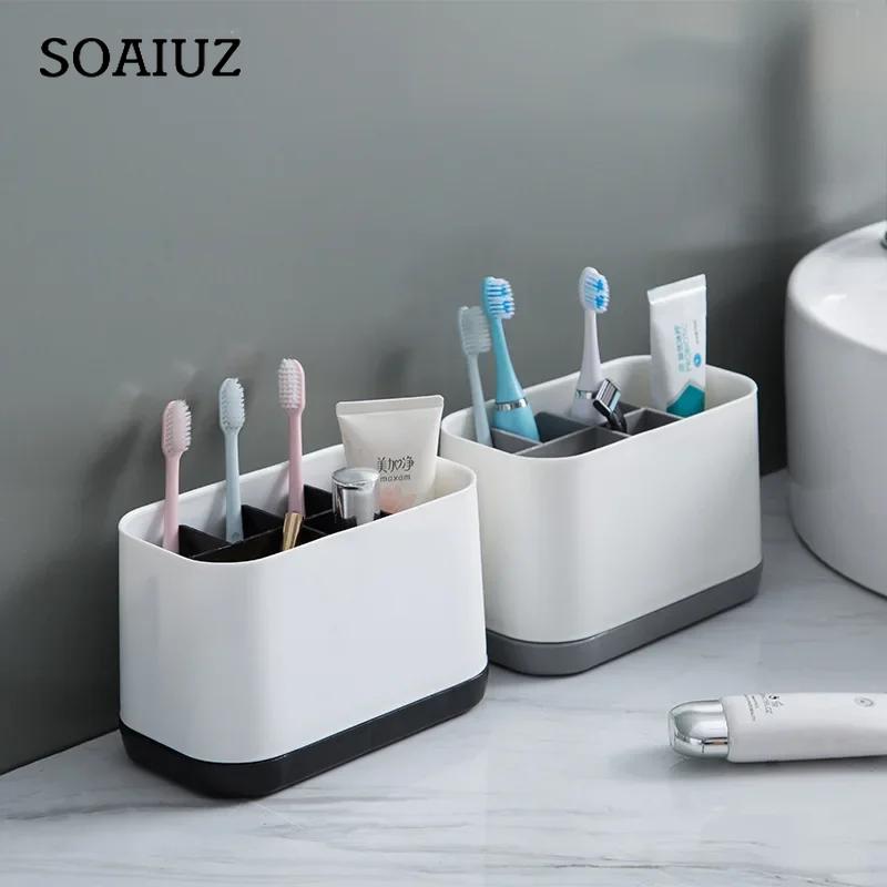 Creative Home Desktop Förvaringslåda Badrumsavslutning Galler Förvaringslåda Plast Tandborstställ Tvättställ Förvaringslåda