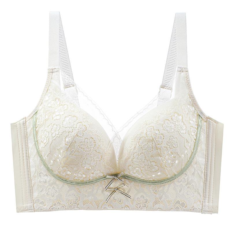 Summer 0.3CM Breathable Cup Lace Underwear Ladies Without Steel Ring Thin Cup Bra Gathered Adjustable Bra