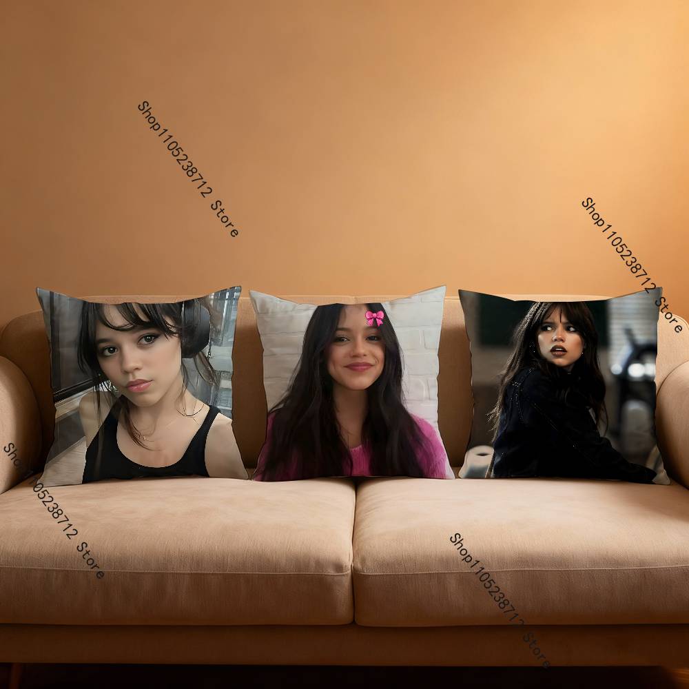 J-Jenna O-Ortega Pillow Case Plush Fabric Soft Pillowcase Double Sided Print Sofa Cushion Cover Throw