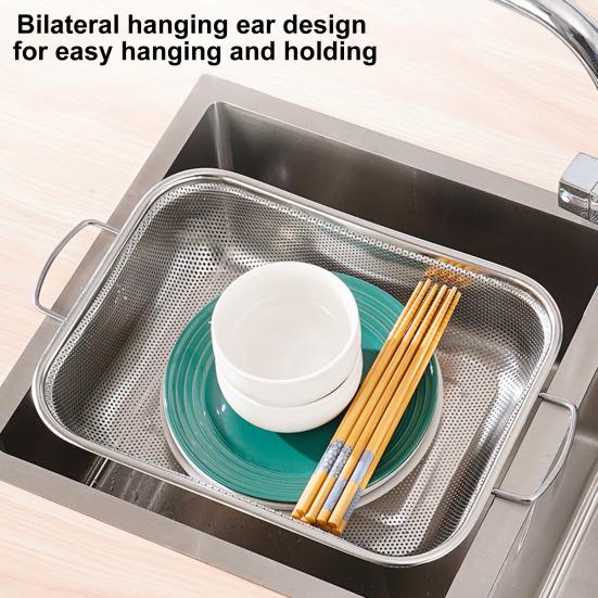Drain Basket Pasta Strainer with Handle Large Capacity Rust-Resistant Dishwasher Safe Rice Noodle Filter Kitchen Colander
