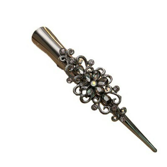 Pince à cheveux requin en cristal rétro coréen - Épingle à cheveux élégante à grand design de corne