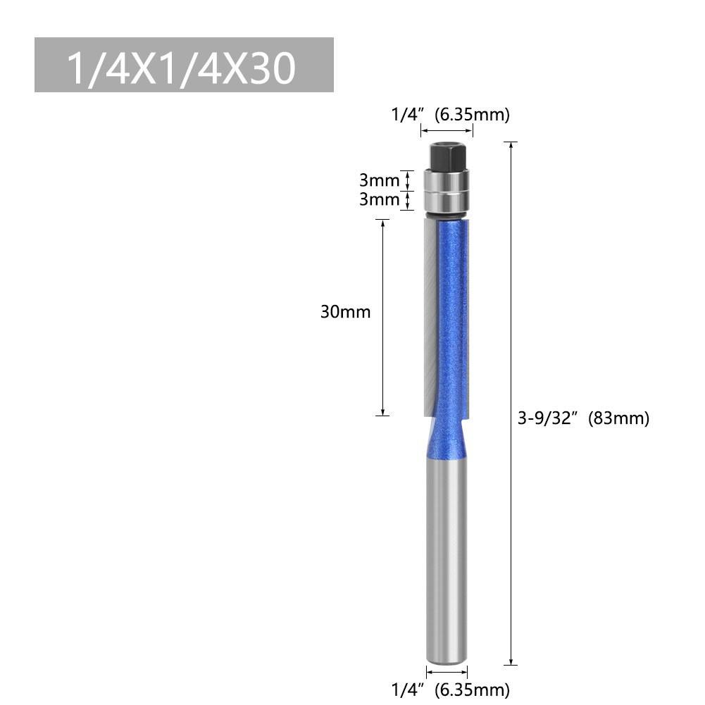 1PC 1/4 Shank Trim Router Bit with Bearing for Wood Template Bit Milling Cutter