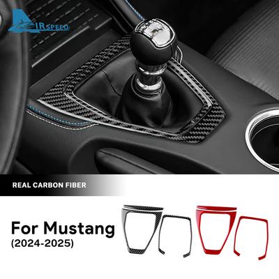 For Ford Mustang GT 2024 2025 Real Soft Carbon Fiber Sticker LHD Car Automatic Manual Gear Shift Panel Interior Accessories