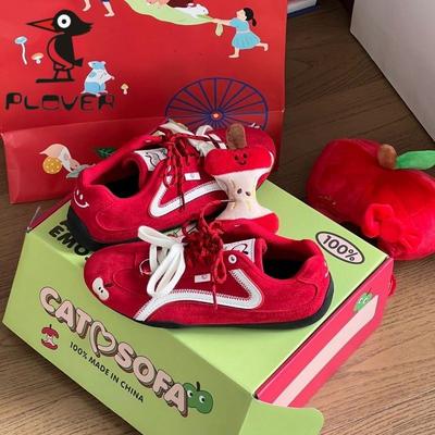 2025 Spring and Summer Popular Dopamine Retro Red German Training Shoes Women's New Versatile Casual Board Shoes Sports Shoes