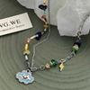 2024 New Sweet Cool Wind Colorful Stone Love Drop Glaze Necklace Women's Summer Niche Design Internet Celebrity Babes Collarbone Chain