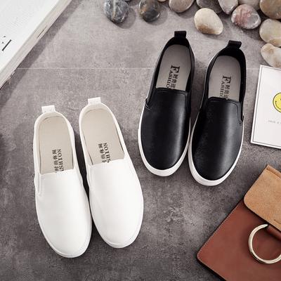 Spring and Autumn All-match White Shoes Female Korean Version of The Student Lazy Shoes Flat Leather Pedal Women's Shoes