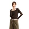 Women's Cashmere Blend Color Block Lapel Knit Cardigan