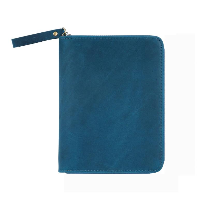 2026 First Layer Grained Cowhide Zipper Pencil Bag Retro Mad Horse Leather Zipper Stationery Bag A6 Book Bill Bag Storage