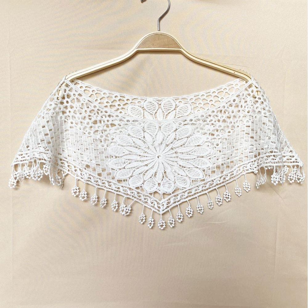 Abbinamento Perfetto Donna Pizzo Finto Collo Lavorato a Maglia Traforato Sciarpa Coprispalle Wrap Matrimonio Sposa Abito da Sera Sciarpa in Pizzo Blusa Traforata Bolero Mantellina Poncho Nuovo