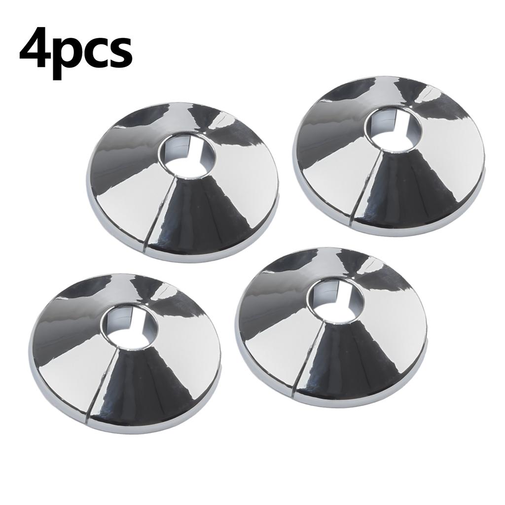4 Stück 15 mm Chromfarben Silber Elektroplattiert Heizungsrohr Manschetten Abdeckung Kunststoff Bodendekoration Armatur Zubehör